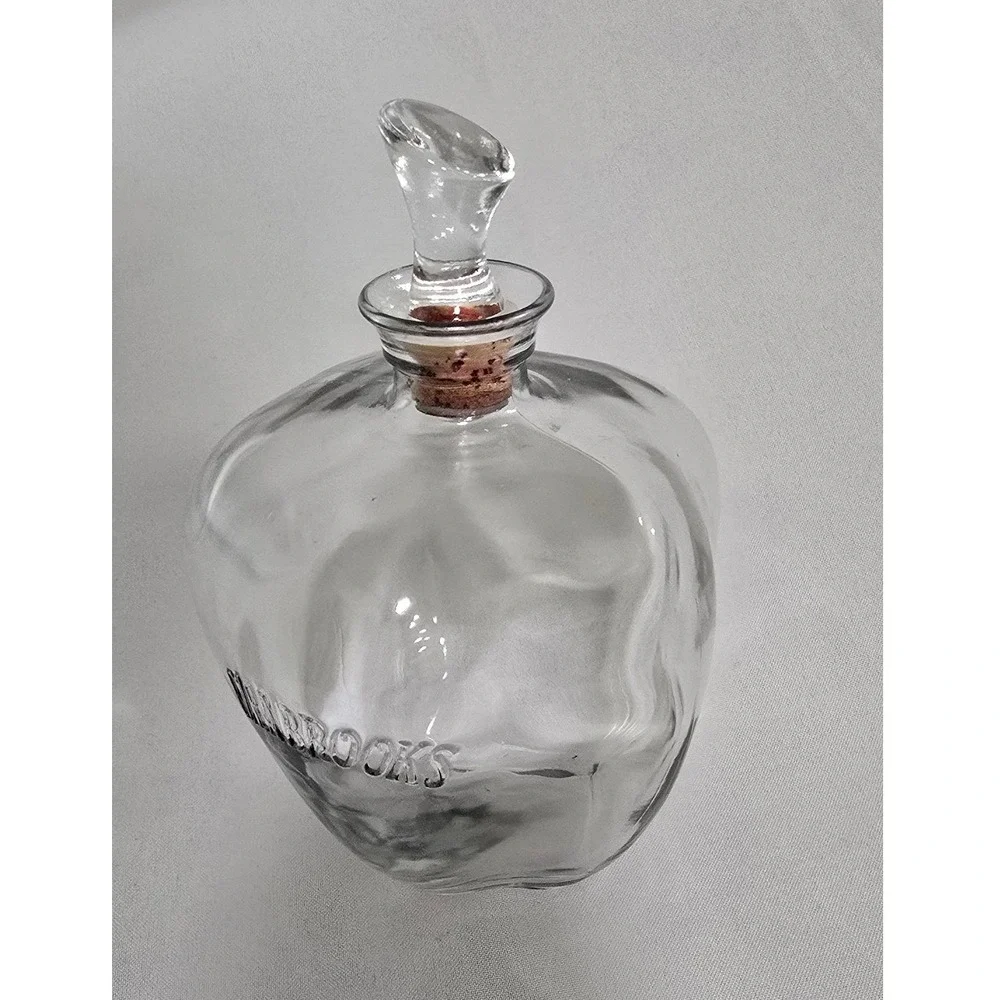 Vtg Ezra Brooks apple glass bottle decanter retro mid-century barware home decor